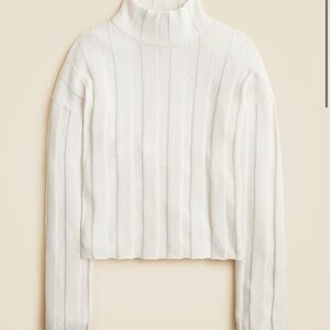 J Crew White Ribbed Mockneck Sweater
